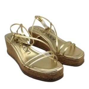 Calvin Klein Metallic Gold Wedge Sandals